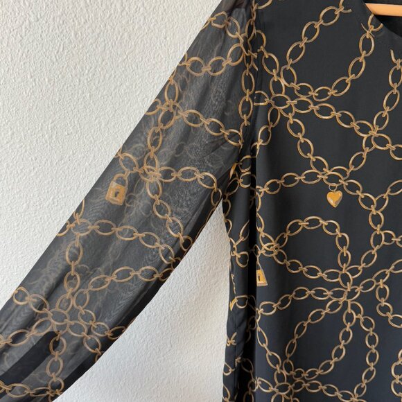 Banana Republic Black Chain Link Print Blouse Size Small - Picture 4 of 9